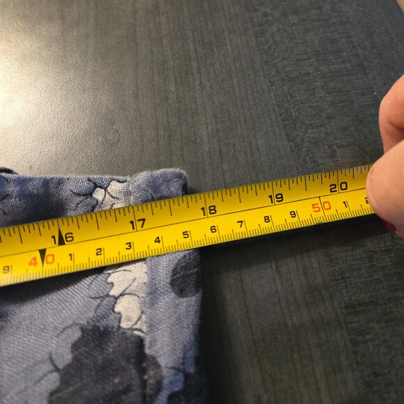 Blue Patchwork Long Linen Dress Large - Picture 4 of 6